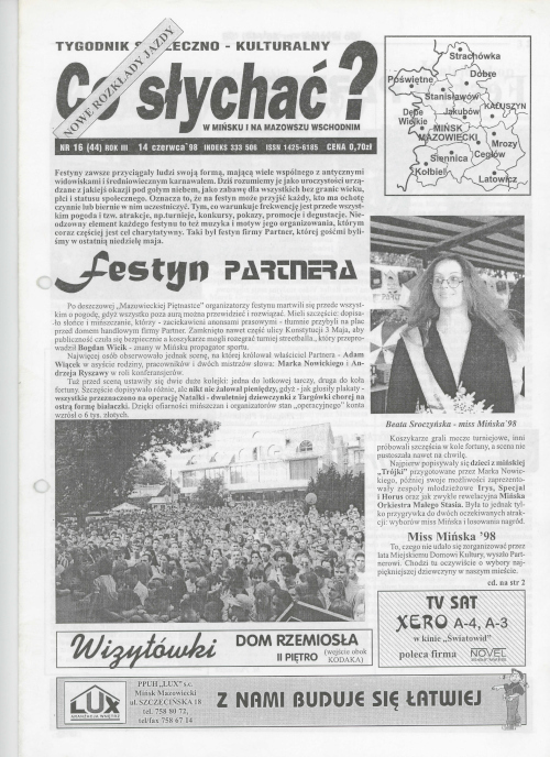 Okładka gazety Co słychać? - nr 16 (44) 1998